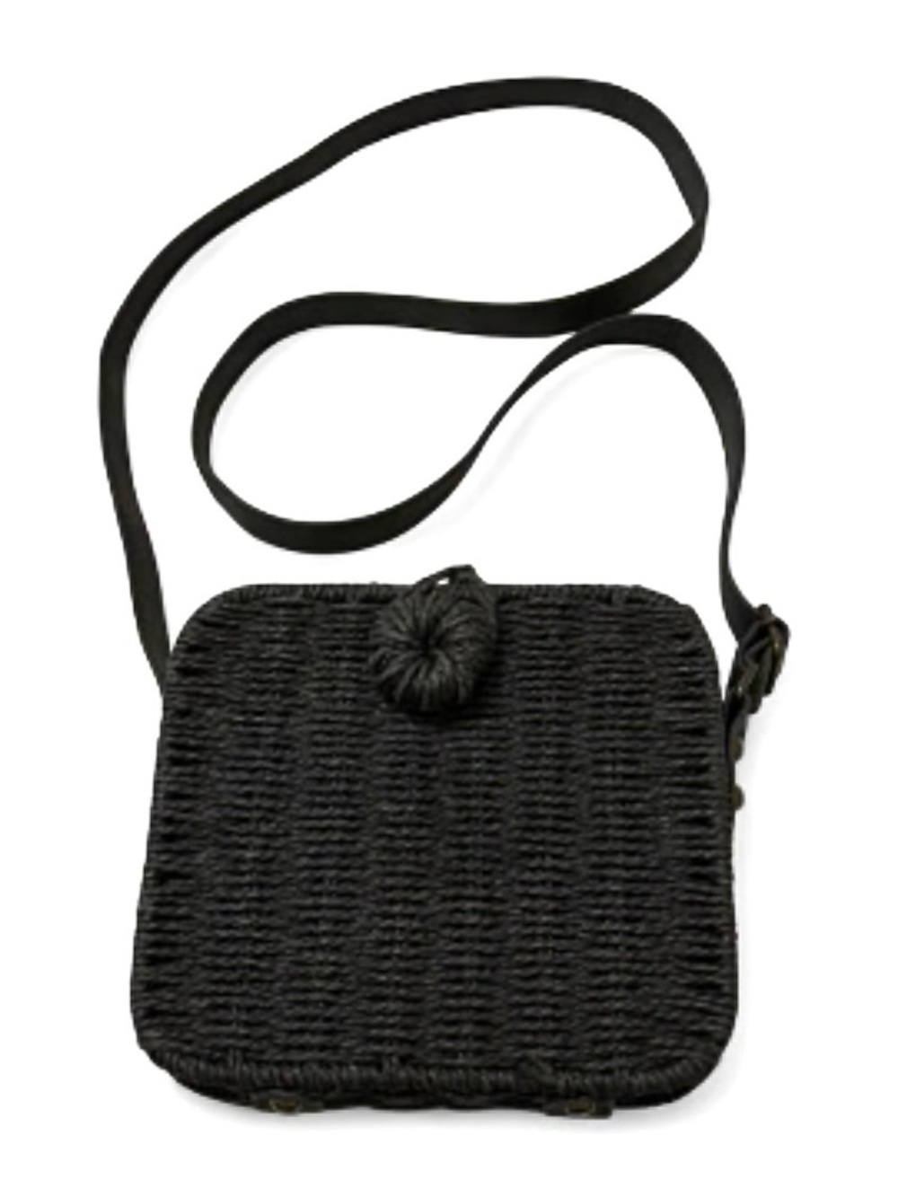 ASOS Design Dark Grey Woven Straw Crossbody Bag with Adjustable Strap NWOT